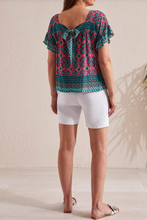 Load image into Gallery viewer, Tribal - 4973O - Ruffle Sleeve Blouse with Back Tie - Atlantic
