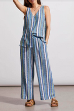 Load image into Gallery viewer, Tribal - 7704O - Linen Blend Striped Flowy Pants - Blue Sea
