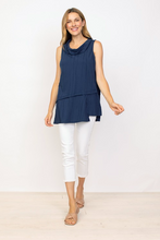Load image into Gallery viewer, Habitat - H16501 - Stepped Hem Cowl Top - Navy
