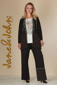 Tricotto - J247 - Hooded Cardigan with Gold Trim - Black