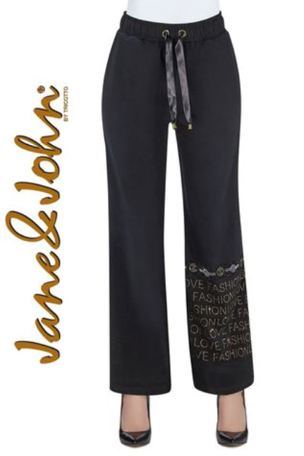 Tricotto - J249 - Pant with Gold Trim at Bottom - Black