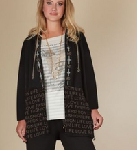Load image into Gallery viewer, Tricotto - J247 - Hooded Cardigan with Gold Trim - Black
