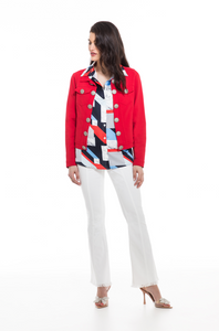 Orly - 807-13 - Gold Button Detailed Jacket - Red