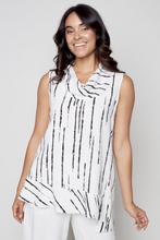 Load image into Gallery viewer, Compli K - 33515 - Cowl Neck Sleeveless Tunic - Ivory/Black
