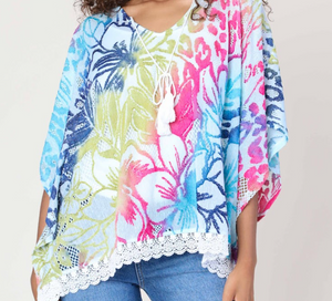 Cativa - 124130 - Bottom Lace Trimmed Top - Tropical Vibes