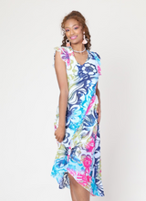 Load image into Gallery viewer, Cativa - 124129 - High Low Cap Sleeve Dress - Tropical Vibes
