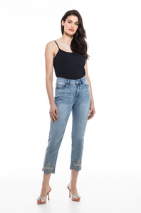 Orly - 80306 - Embroidered Crop Jeans - Blue
