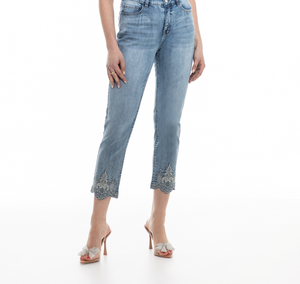 Orly - 80306 - Embroidered Crop Jeans - Blue