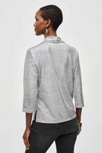Load image into Gallery viewer, Joseph Ribkoff - 243167 - Foiled Cowl Collar Top - Silver
