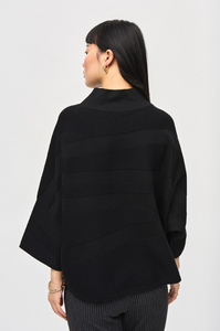 Joseph Ribkoff - 243953 - Sweater Knit Mock Neck Boxy Top - Black