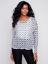 Load image into Gallery viewer, Charlie B - C1218YP - Long Sleeve Crinkle Mesh Top - Checker
