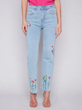 Load image into Gallery viewer, Charlie B - C5508 - Embroidered Denim Pant - Bleach Blue
