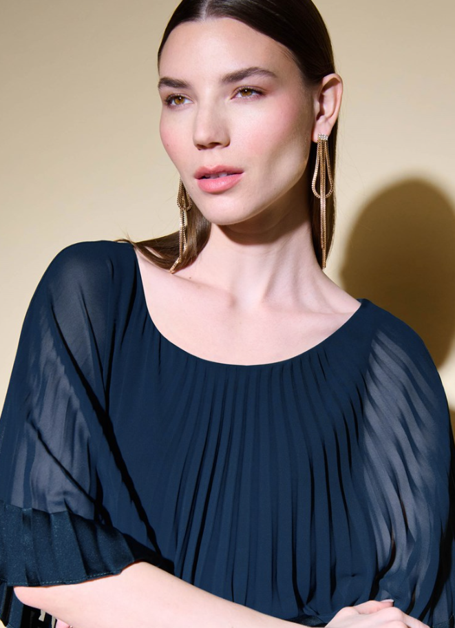 Joseph Ribkoff 234705 Silky Sheath Dress With Chiffon Pleated