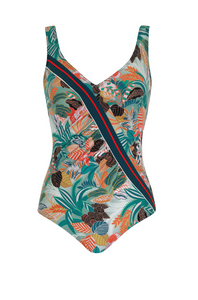 Sunmarin - 12056 - 1Pc Swimsuit - Teal Combo