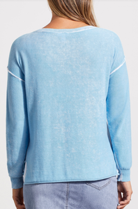 Tribal - 5394O - Lightweight Cotton Sweater - Azurblue