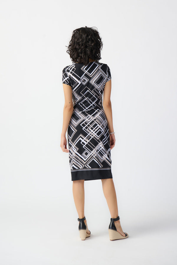 Joseph Ribkoff 241295 Geometric Print Wrap Dress Blk Multi