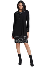 Load image into Gallery viewer, CompliK - 32739 - Funnel Neck Dress - Black/White
