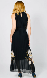 Frank Lyman - 236155 - Pleated Floral Dress - Black/Beige