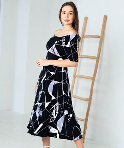 Artex - 3-67027 Extended Size - Short Sleeve Dress - Black/Multi