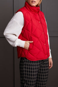 Tribal - 1499O - Quilted A-Line Puffer Vest - Scarlet