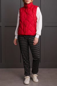 Tribal - 1499O - Quilted A-Line Puffer Vest - Scarlet