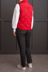 Tribal - 1499O - Quilted A-Line Puffer Vest - Scarlet