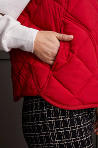 Tribal - 1499O - Quilted A-Line Puffer Vest - Scarlet