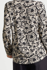 Tribal - 1873O - Long Sleeve U Neck Top With Shirring - Frost Grey