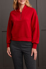 Load image into Gallery viewer, Tribal - 1893O - Scuba Dolman Top With Half Zip - Scarlet
