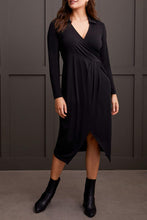Load image into Gallery viewer, Tribal - 1922O - Long Sleeve Faux Wrap Dress - Black
