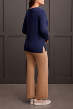 Load image into Gallery viewer, Tribal - 1924O - Long Sleeve V Neck Sweater With Cables - Sapphire
