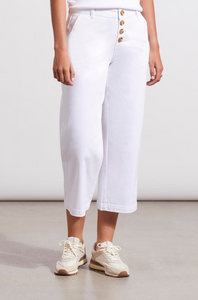 Tribal - 5365O - Audrey Bouton Fly Wide Leg Ankle Jeans - White