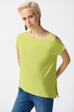 Load image into Gallery viewer, Joseph Ribkoff - 242084 - Cut-out Asymetrical Top - Key Lime

