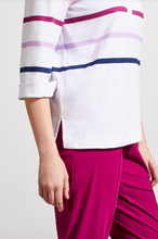 Load image into Gallery viewer, Tribal - 1805O - 3/4 Sleeves Striped Polo - Raspberry
