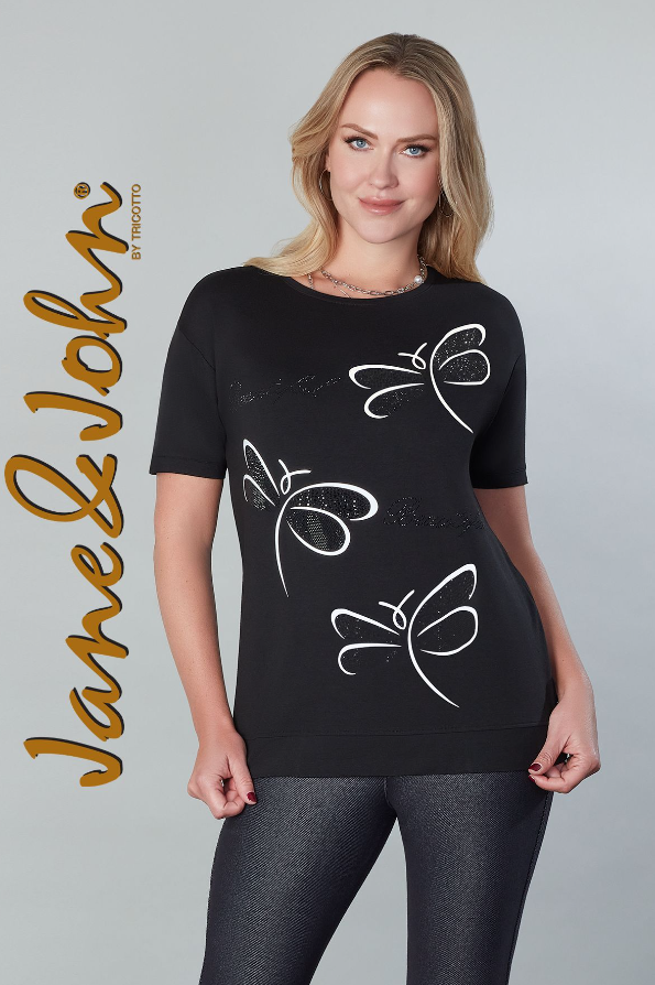 Tricotto - J-271 - Butterfly T-Shirt - Black