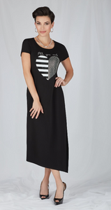Tricotto - 623 - Short Sleeve Heart Maxi Dress - Black