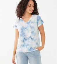 Load image into Gallery viewer, FDJ - 3406844 - Roll Tab V-Neck Top - Sea Ripple

