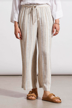 Load image into Gallery viewer, Tribal - 7704O - Linen Blend Striped Flowy Pants - French Oak
