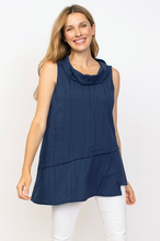 Load image into Gallery viewer, Habitat - H16501 - Stepped Hem Cowl Top - Navy
