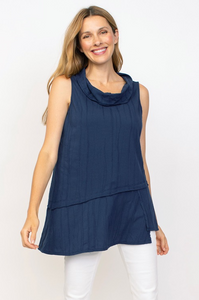 Habitat - H16501 - Stepped Hem Cowl Top - Navy