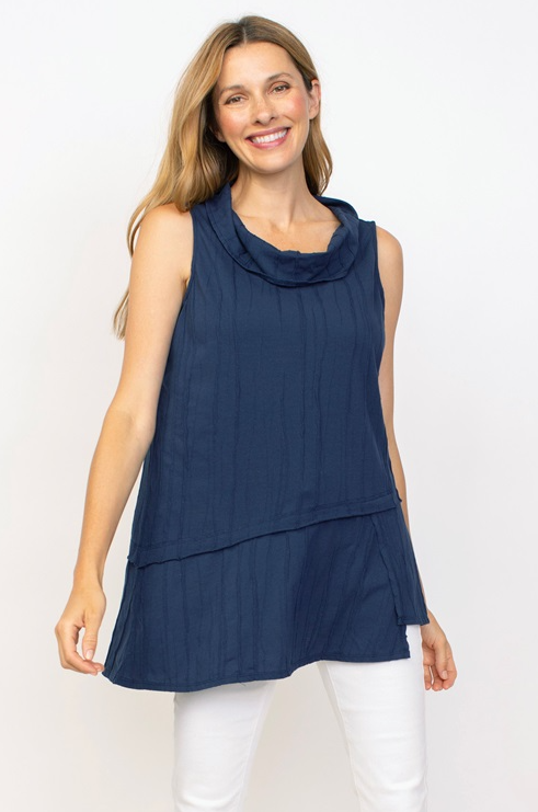 Habitat - H16501 - Stepped Hem Cowl Top - Navy