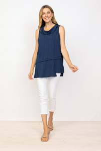 Habitat - H16501 - Stepped Hem Cowl Top - Navy