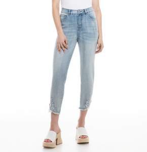 Orly - 809-11 - Ankle Jeans with Embroidery - Chambray