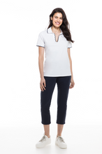 Load image into Gallery viewer, Orly - 800-18 - V-Neck Polo - White/Navy Trim
