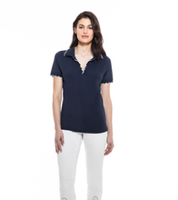 Load image into Gallery viewer, Orly - 800-18 - V-Neck Polo - Navy/White Trim
