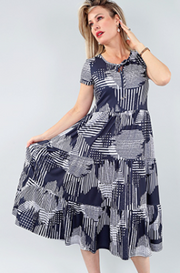 Michael Tyler - 3603 - Short Sleeve Dress - Navy/White