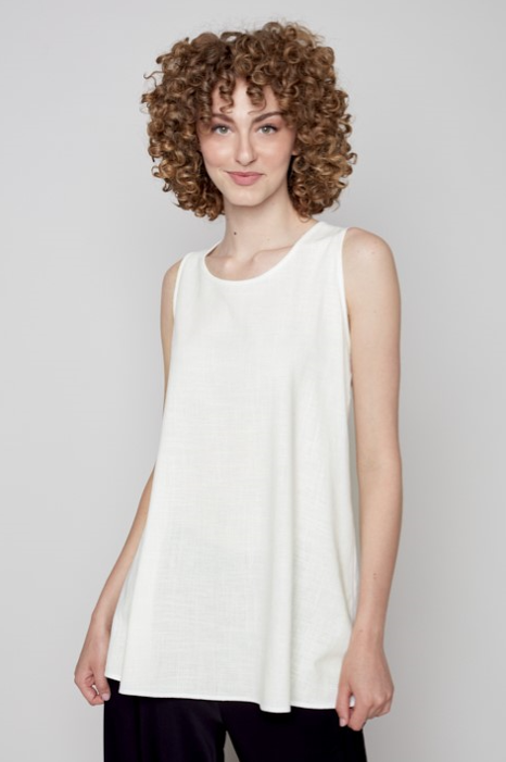 CompliK - 33520 - Linen Blend Tunic Cami - Ivory