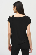 Load image into Gallery viewer, Joseph Ribkoff - 242084 - Cut-out Asymetrical Top - Black
