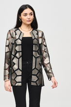 Load image into Gallery viewer, Joseph Ribkoff - 241905 - Laser Cut Leatherette on Mesh Jacket - Gunmetal/Black
