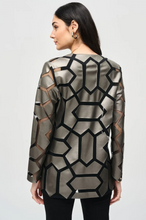 Load image into Gallery viewer, Joseph Ribkoff - 241905 - Laser Cut Leatherette on Mesh Jacket - Gunmetal/Black
